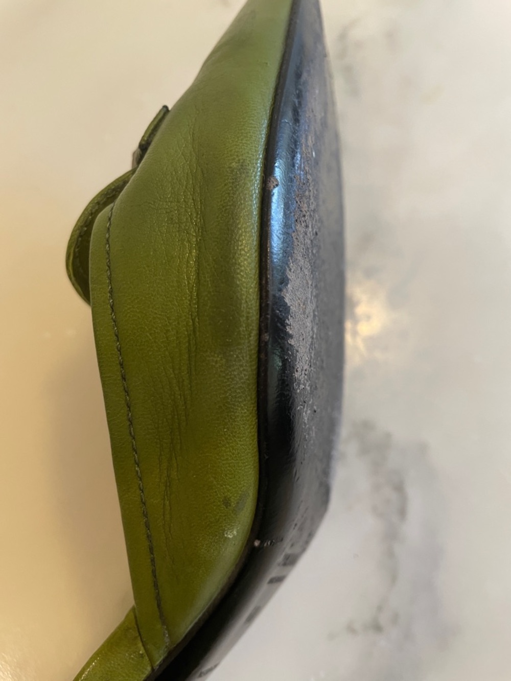 Vintage Prada Green Leather Pointed Kitten Heel Mules, Size 40 - Picture 10 of 14